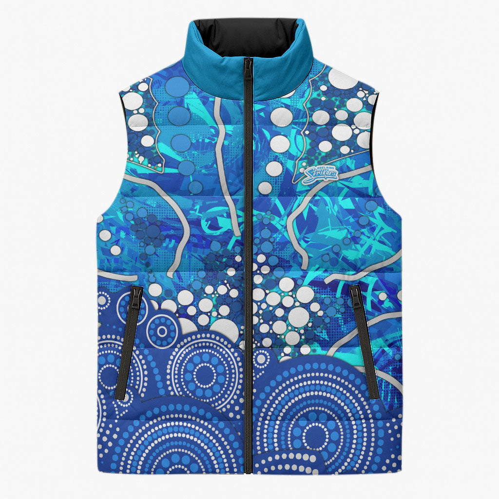 Adelaide Strikers Sleeveless Puffer Jacket Graffiti Urban Aboriginal Dot Abstract Design