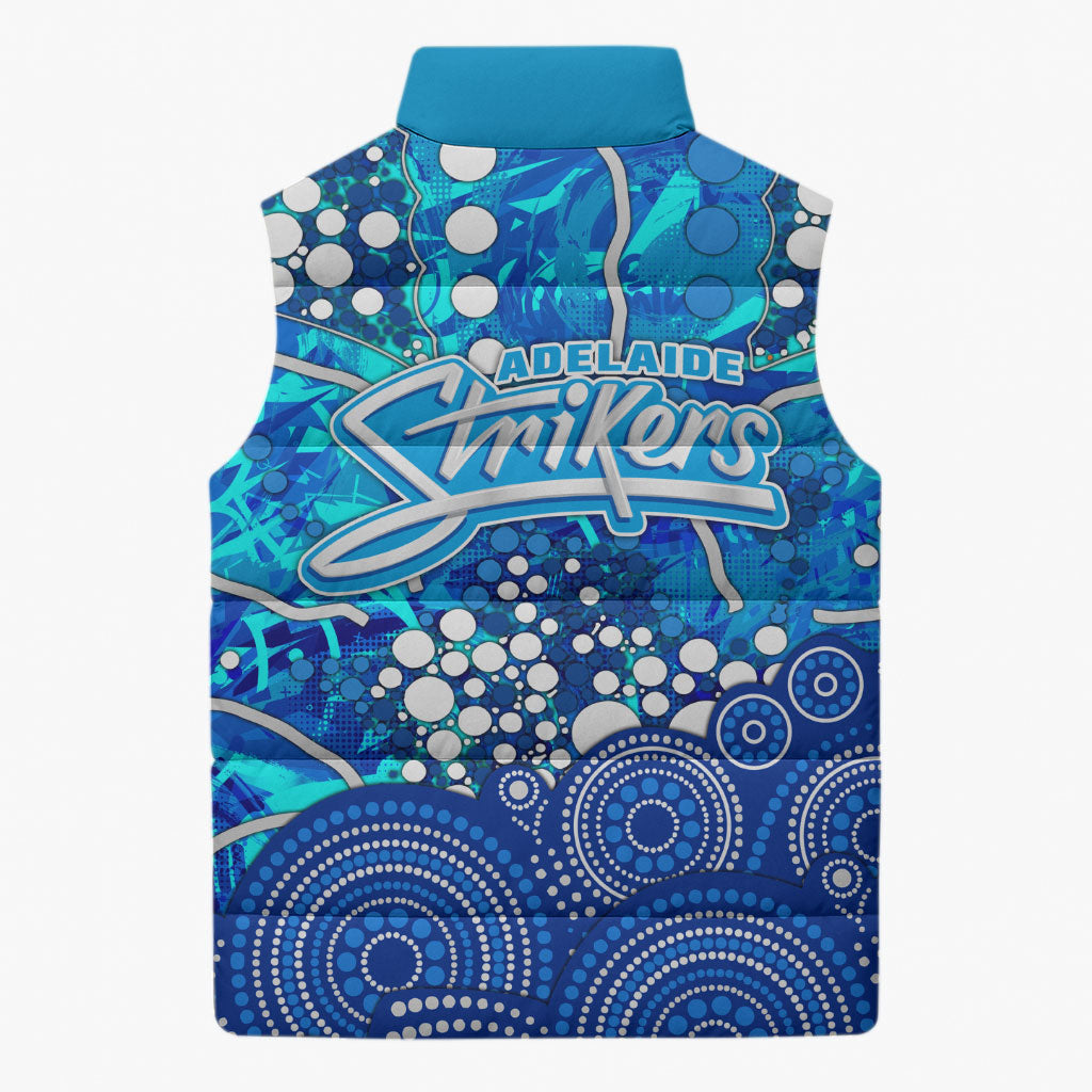 Adelaide Strikers Sleeveless Puffer Jacket Graffiti Urban Aboriginal Dot Abstract Design