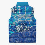 Adelaide Strikers Sleeveless Puffer Jacket Graffiti Urban Aboriginal Dot Abstract Design