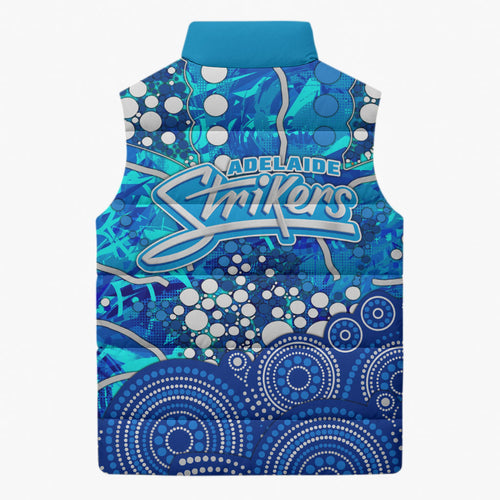 Adelaide Strikers Sleeveless Puffer Jacket Graffiti Urban Aboriginal Dot Abstract Design