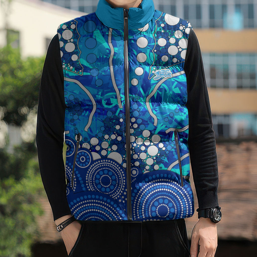 Adelaide Strikers Sleeveless Puffer Jacket Graffiti Urban Aboriginal Dot Abstract Design