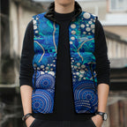 Adelaide Strikers Sleeveless Puffer Jacket Graffiti Urban Aboriginal Dot Abstract Design