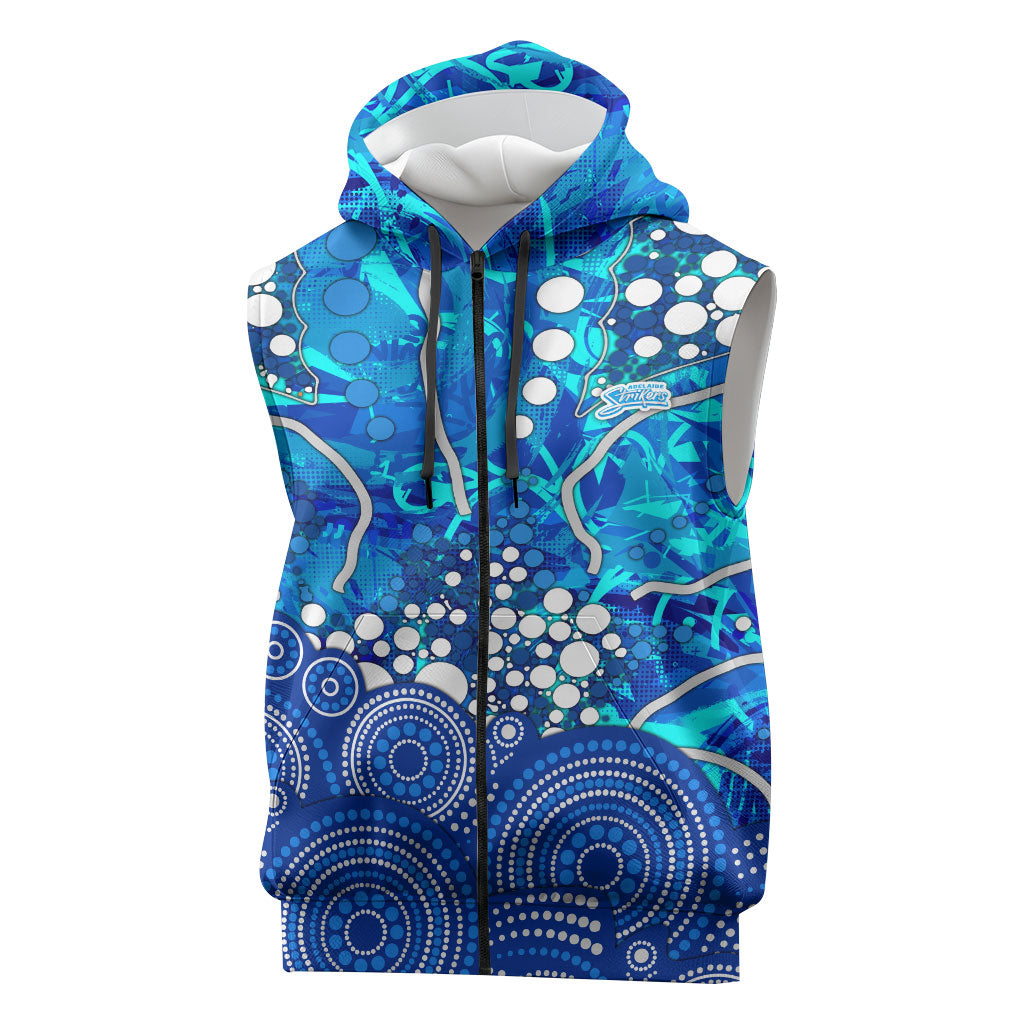Adelaide Strikers Sleeveless Zip Hoodie Graffiti Urban Aboriginal Dot Abstract Design