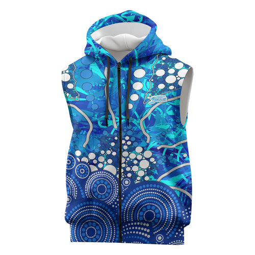 Adelaide Strikers Sleeveless Zip Hoodie Graffiti Urban Aboriginal Dot Abstract Design