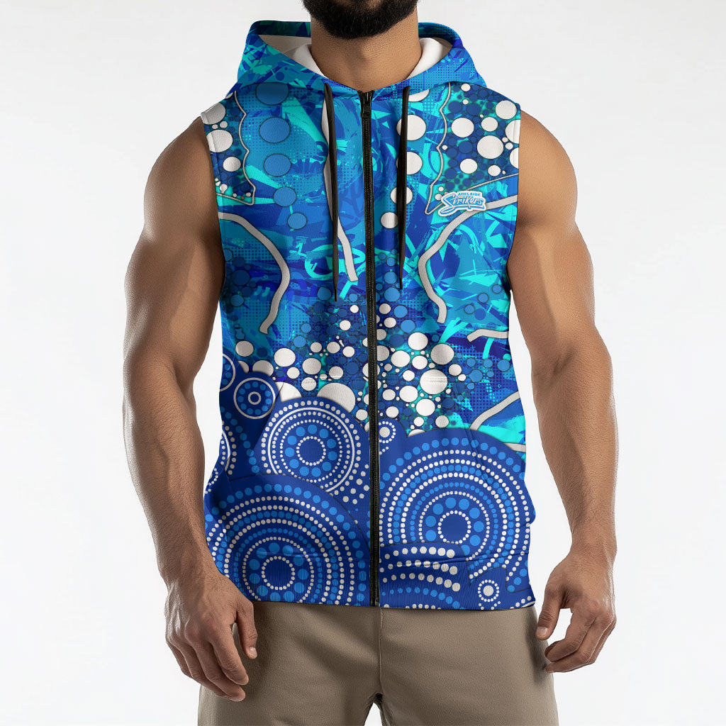 Adelaide Strikers Sleeveless Zip Hoodie Graffiti Urban Aboriginal Dot Abstract Design