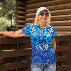 Adelaide Strikers Women Polo Shirt Graffiti Urban Aboriginal Dot Abstract Design