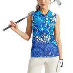 Adelaide Strikers Women Sleeveless Polo Shirt Graffiti Urban Aboriginal Dot Abstract Design