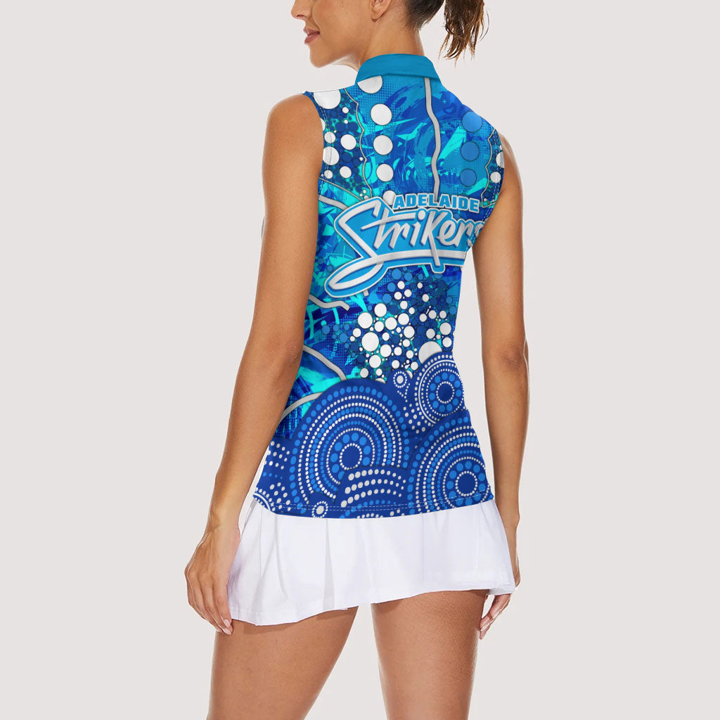 Adelaide Strikers Women Sleeveless Polo Shirt Graffiti Urban Aboriginal Dot Abstract Design