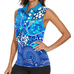 Adelaide Strikers Women Sleeveless Polo Shirt Graffiti Urban Aboriginal Dot Abstract Design