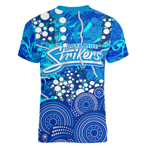 Adelaide Strikers Women V-Neck T-Shirt Graffiti Urban Aboriginal Dot Abstract Design