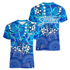 Adelaide Strikers Women V-Neck T-Shirt Graffiti Urban Aboriginal Dot Abstract Design
