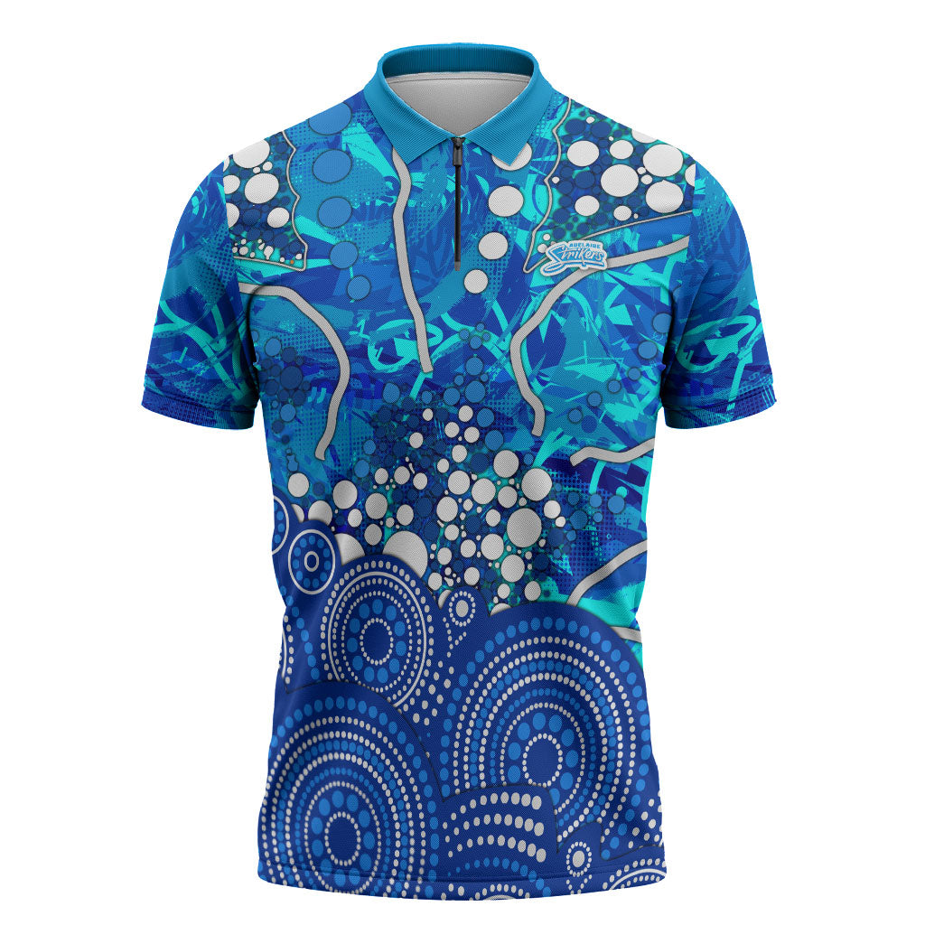 Adelaide Strikers Zipper Polo Shirt Graffiti Urban Aboriginal Dot Abstract Design