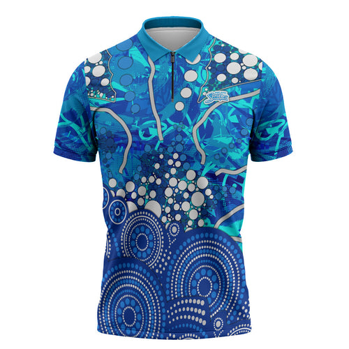 Adelaide Strikers Zipper Polo Shirt Graffiti Urban Aboriginal Dot Abstract Design