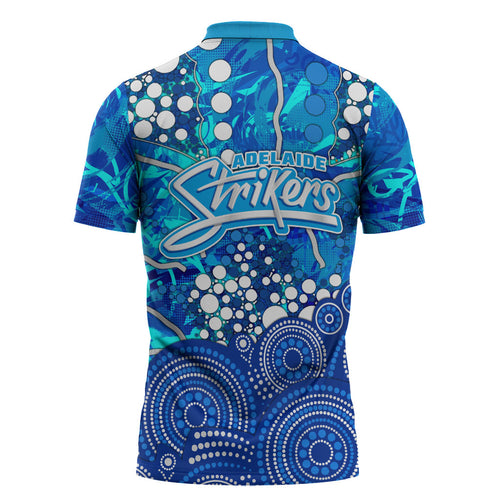 Adelaide Strikers Zipper Polo Shirt Graffiti Urban Aboriginal Dot Abstract Design