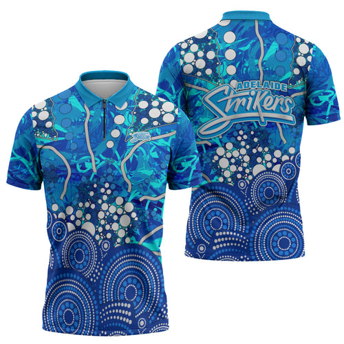Adelaide Strikers Zipper Polo Shirt Graffiti Urban Aboriginal Dot Abstract Design
