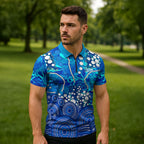 Adelaide Strikers Zipper Polo Shirt Graffiti Urban Aboriginal Dot Abstract Design