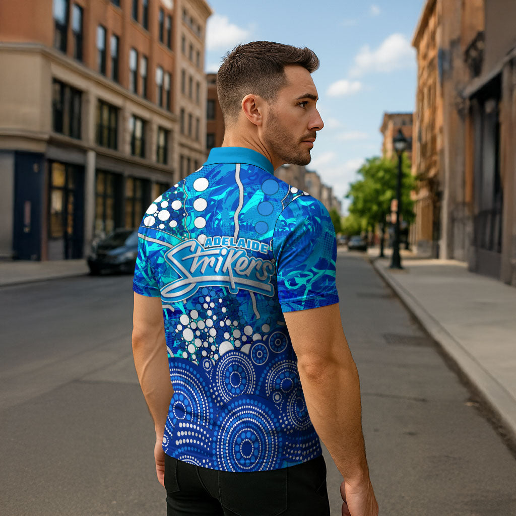 Adelaide Strikers Zipper Polo Shirt Graffiti Urban Aboriginal Dot Abstract Design