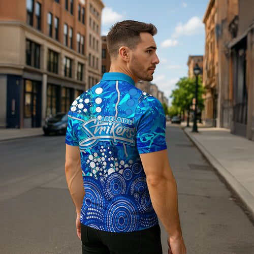 Adelaide Strikers Zipper Polo Shirt Graffiti Urban Aboriginal Dot Abstract Design