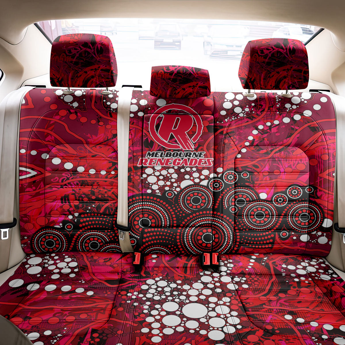 Melbourne Renegades Back Car Seat Cover Graffiti Urban Aboriginal Dot Abstract Design
