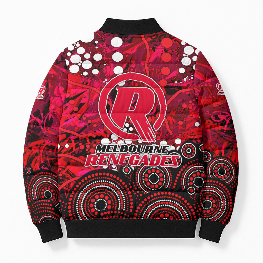 Melbourne Renegades Bomber Puffer Jacket Graffiti Urban Aboriginal Dot Abstract Design