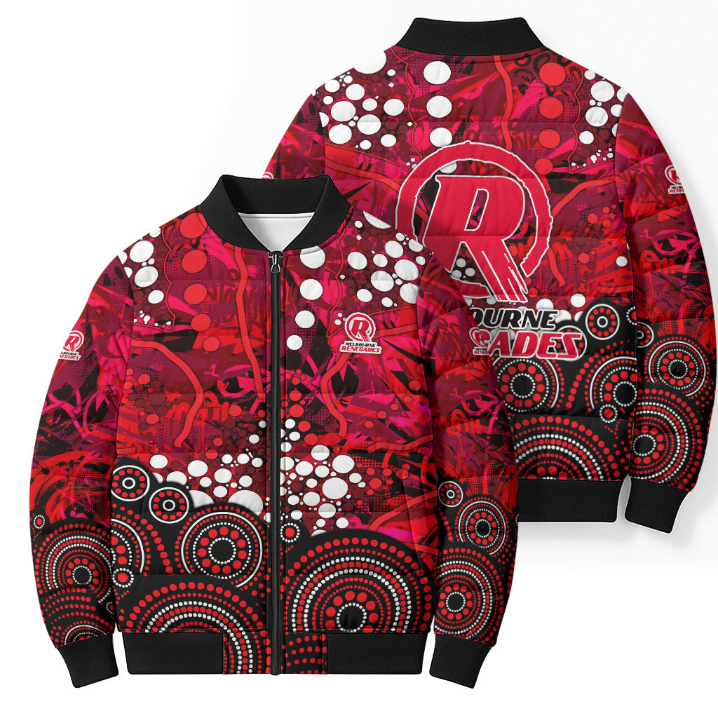 Melbourne Renegades Bomber Puffer Jacket Graffiti Urban Aboriginal Dot Abstract Design