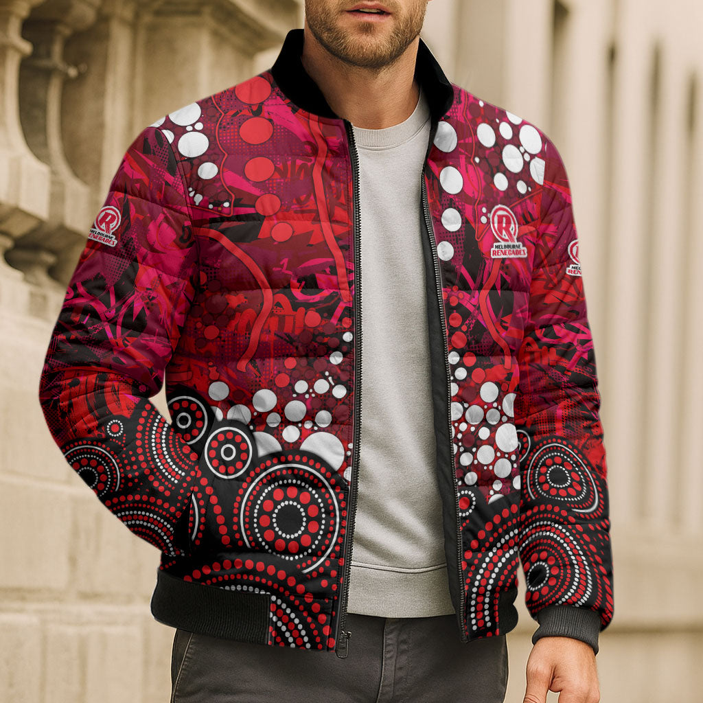 Melbourne Renegades Bomber Puffer Jacket Graffiti Urban Aboriginal Dot Abstract Design