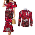 Melbourne Renegades Couples Matching Mermaid Dress and Long Sleeve Button Shirt Graffiti Urban Aboriginal Dot Abstract Design