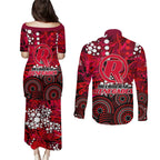 Melbourne Renegades Couples Matching Puletasi and Long Sleeve Button Shirt Graffiti Urban Aboriginal Dot Abstract Design