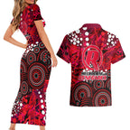 Melbourne Renegades Couples Matching Short Sleeve Bodycon Dress and Hawaiian Shirt Graffiti Urban Aboriginal Dot Abstract Design