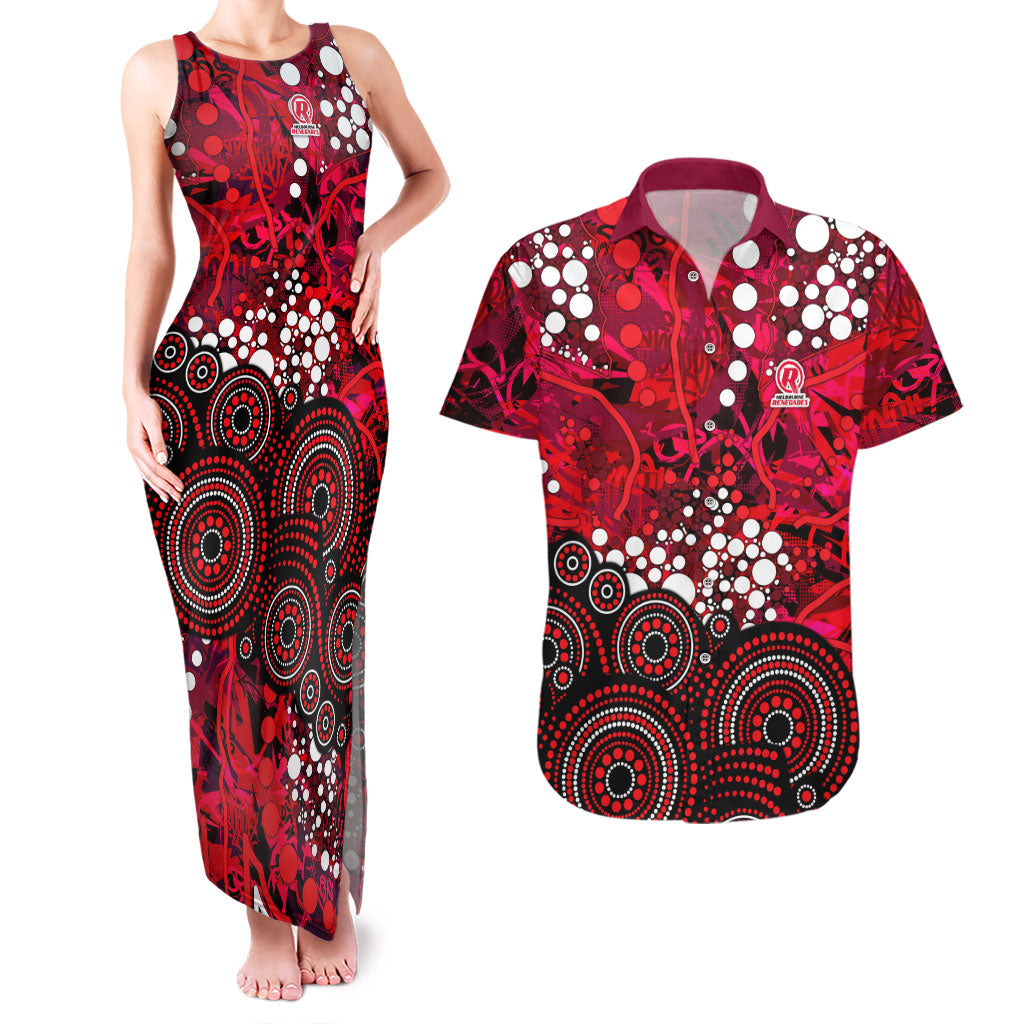 Melbourne Renegades Couples Matching Tank Maxi Dress and Hawaiian Shirt Graffiti Urban Aboriginal Dot Abstract Design