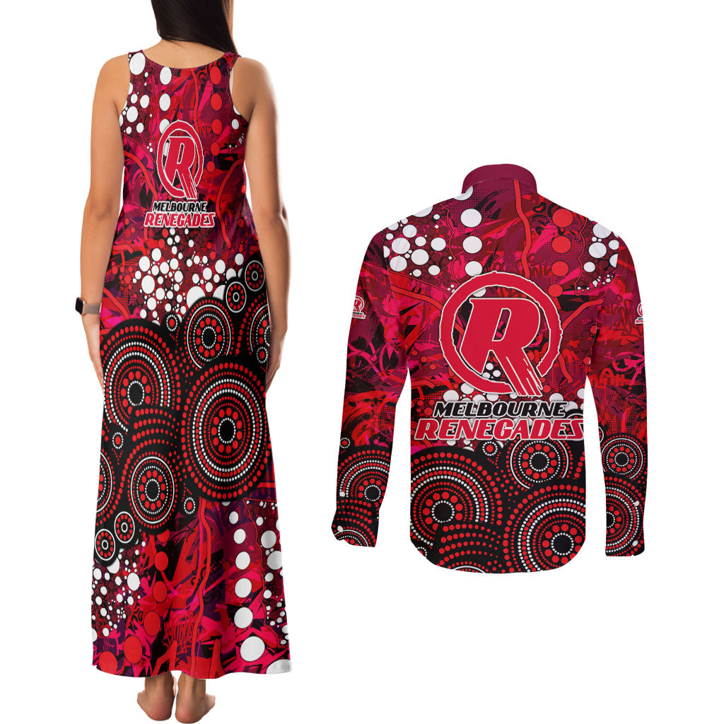 Melbourne Renegades Couples Matching Tank Maxi Dress and Long Sleeve Button Shirt Graffiti Urban Aboriginal Dot Abstract Design