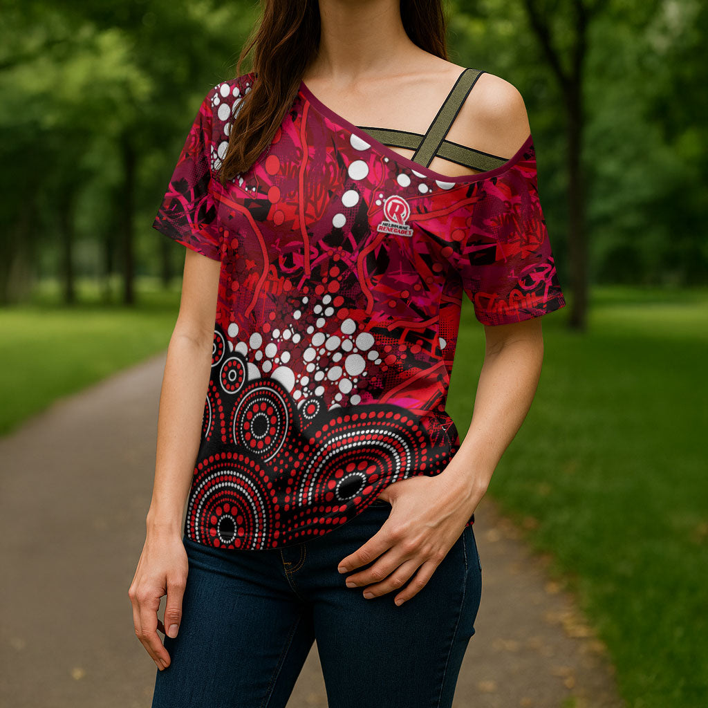 Melbourne Renegades Cross Shoulder Shirt Graffiti Urban Aboriginal Dot Abstract Design