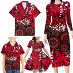 Melbourne Renegades Family Matching Long Sleeve Bodycon Dress and Hawaiian Shirt Graffiti Urban Aboriginal Dot Abstract Design