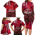 Melbourne Renegades Family Matching Long Sleeve Bodycon Dress and Hawaiian Shirt Graffiti Urban Aboriginal Dot Abstract Design