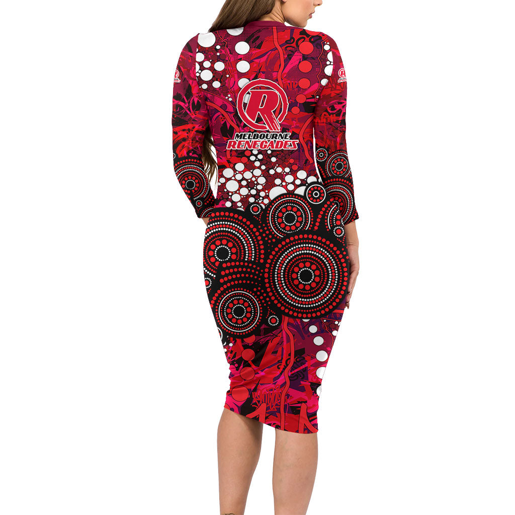 Melbourne Renegades Family Matching Long Sleeve Bodycon Dress and Hawaiian Shirt Graffiti Urban Aboriginal Dot Abstract Design