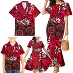 Melbourne Renegades Family Matching Mermaid Dress and Hawaiian Shirt Graffiti Urban Aboriginal Dot Abstract Design