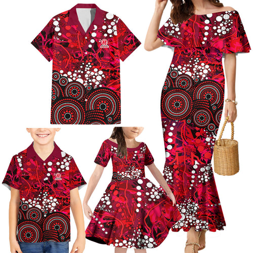 Melbourne Renegades Family Matching Mermaid Dress and Hawaiian Shirt Graffiti Urban Aboriginal Dot Abstract Design