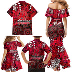 Melbourne Renegades Family Matching Mermaid Dress and Hawaiian Shirt Graffiti Urban Aboriginal Dot Abstract Design
