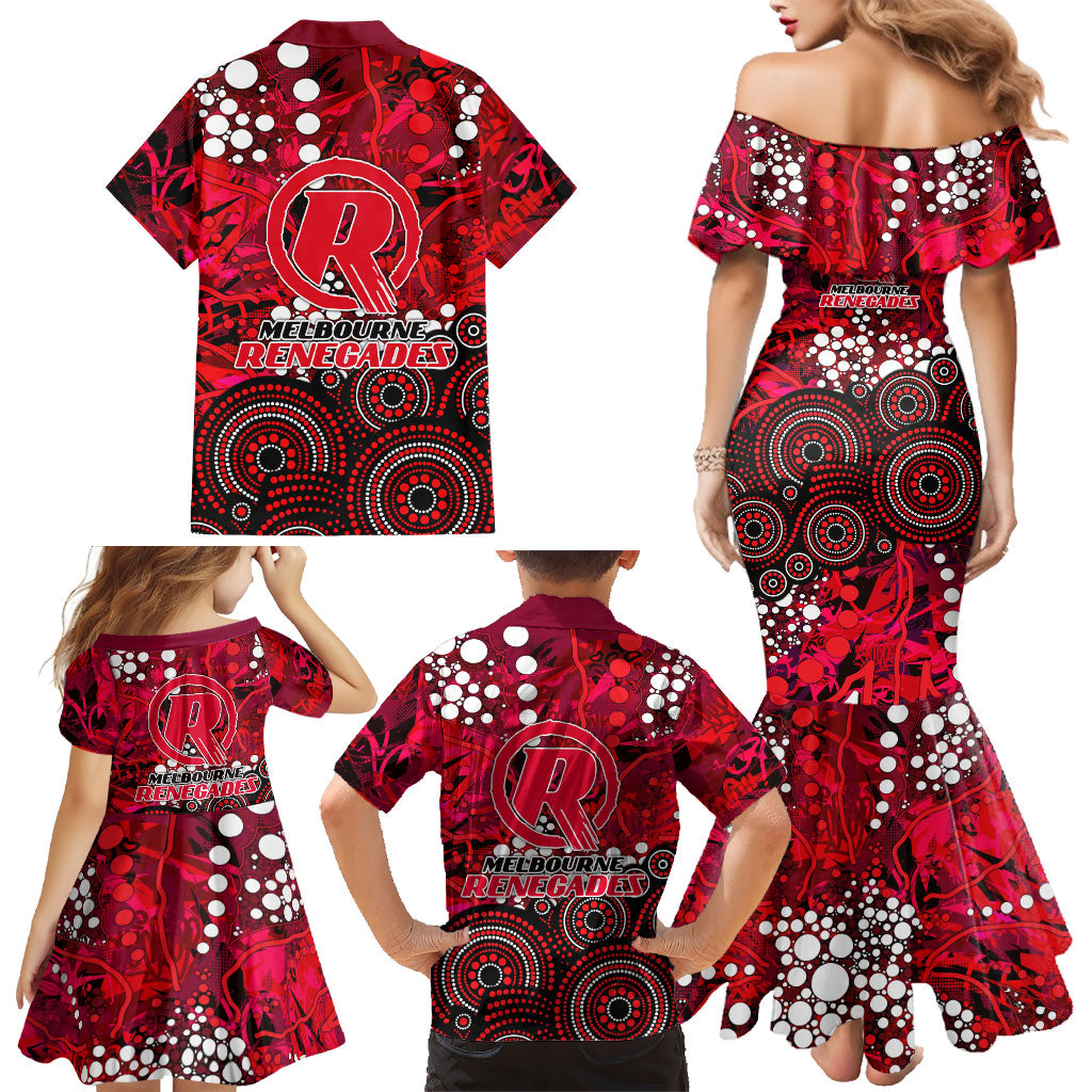 Melbourne Renegades Family Matching Mermaid Dress and Hawaiian Shirt Graffiti Urban Aboriginal Dot Abstract Design