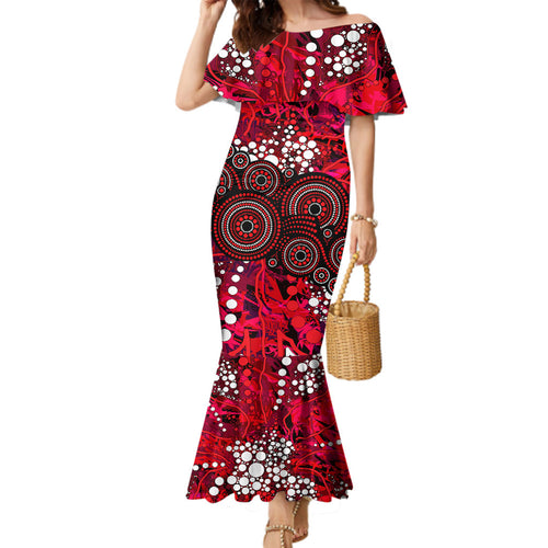 Melbourne Renegades Family Matching Mermaid Dress and Hawaiian Shirt Graffiti Urban Aboriginal Dot Abstract Design