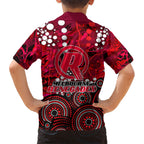 Melbourne Renegades Family Matching Off The Shoulder Long Sleeve Dress and Hawaiian Shirt Graffiti Urban Aboriginal Dot Abstract Design