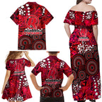 Melbourne Renegades Family Matching Off Shoulder Maxi Dress and Hawaiian Shirt Graffiti Urban Aboriginal Dot Abstract Design