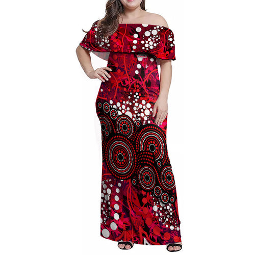 Melbourne Renegades Family Matching Off Shoulder Maxi Dress and Hawaiian Shirt Graffiti Urban Aboriginal Dot Abstract Design