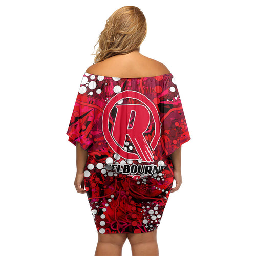 Melbourne Renegades Family Matching Off Shoulder Short Dress and Hawaiian Shirt Graffiti Urban Aboriginal Dot Abstract Design