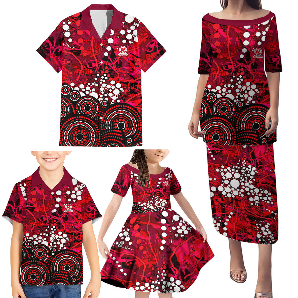 Melbourne Renegades Family Matching Puletasi and Hawaiian Shirt Graffiti Urban Aboriginal Dot Abstract Design