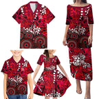 Melbourne Renegades Family Matching Puletasi and Hawaiian Shirt Graffiti Urban Aboriginal Dot Abstract Design