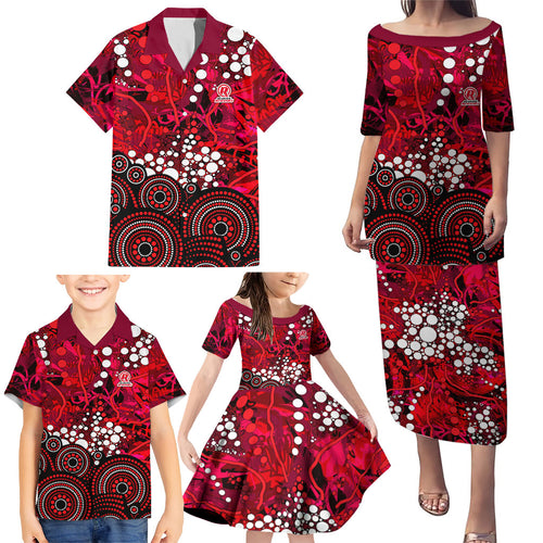 Melbourne Renegades Family Matching Puletasi and Hawaiian Shirt Graffiti Urban Aboriginal Dot Abstract Design