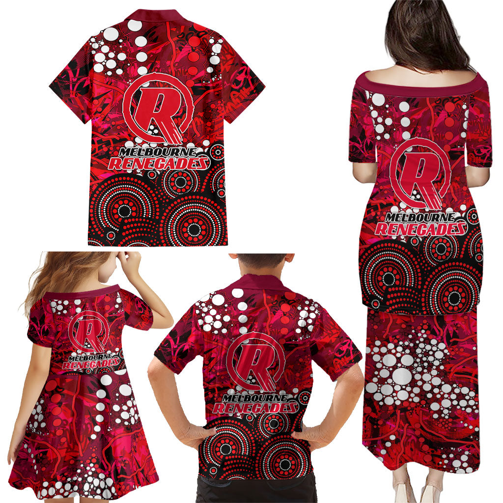 Melbourne Renegades Family Matching Puletasi and Hawaiian Shirt Graffiti Urban Aboriginal Dot Abstract Design