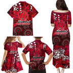 Melbourne Renegades Family Matching Puletasi and Hawaiian Shirt Graffiti Urban Aboriginal Dot Abstract Design