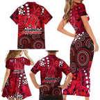 Melbourne Renegades Family Matching Short Sleeve Bodycon Dress and Hawaiian Shirt Graffiti Urban Aboriginal Dot Abstract Design